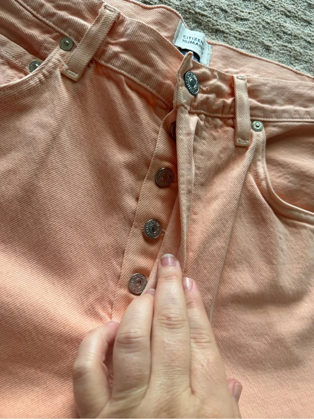 Citizens of humanity now Palma straight clean hem cropped peach color jeans
